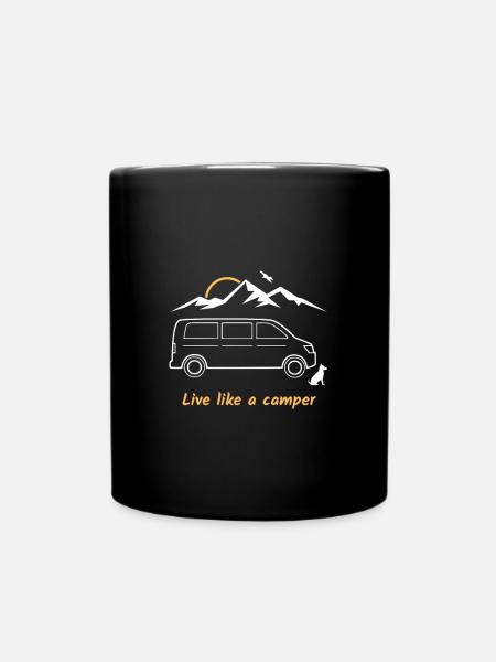 live like a camper, Van, Bus, Geschenk, Berg, - Tasse einfarbig - Schwarz