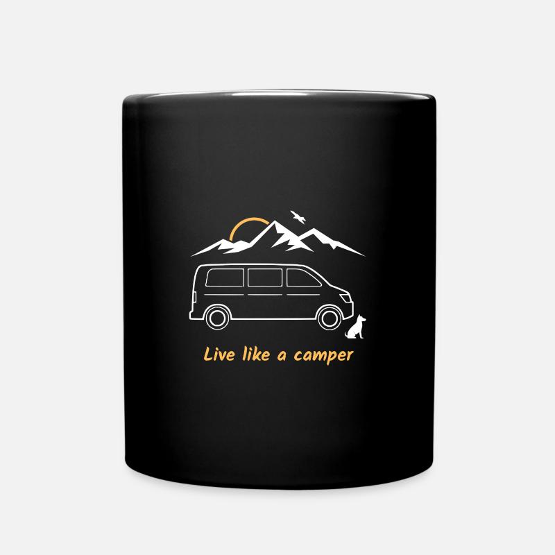 live like a camper, Van, Bus, Geschenk, Berg, - Tasse einfarbig - Schwarz