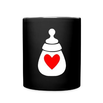 Bouteille de lait avec coeur - Mug uni - noir - Devant