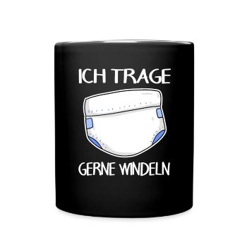 Adult Baby Windel Geschenk - Tasse einfarbig - Schwarz - Vorne
