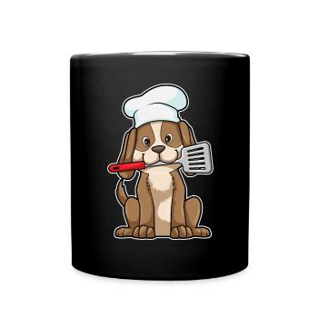 Hund Koch Pfannenwender Kochen - Tasse einfarbig - Schwarz - Vorne