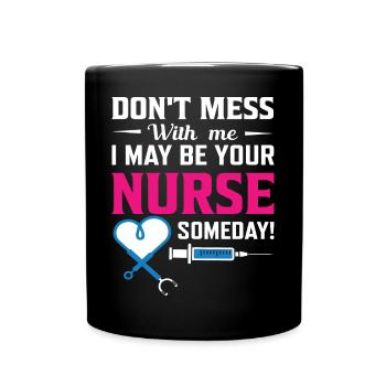 Krankenschwester - Tasse einfarbig - Schwarz - Vorne