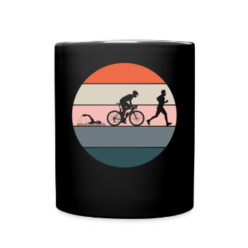 Triathlon Ausdauersport Mehrkampf Retro Geschenk - Tasse einfarbig - Schwarz - Vorne