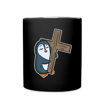 Pingouin et religion croisée - Mug uni - noir - Devant