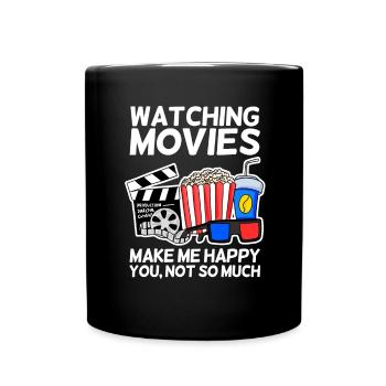 Movie cinema saying television gift popcorn - Full Colour Mug - black - Front