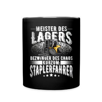 Staplerfahrer - Tasse einfarbig - Schwarz - Vorne