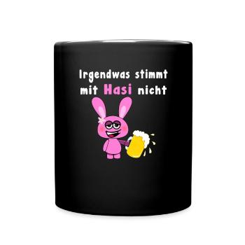 Hasi Hase Betrunken Bier Lustig Ostern Sprüche - Tasse einfarbig - Schwarz - Vorne