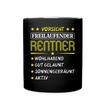 Ruhestand Rentner Geschenk Rente Lustig Pension - Tasse einfarbig - Schwarz - Vorne