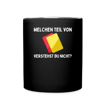 Schiedsrichter Schiri - Gelb Rote Karte - Tasse einfarbig - Schwarz - Vorne