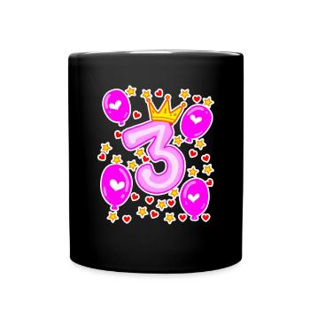 3ème anniversaire filles ballons de couronne étoiles - Mug uni - noir - Devant
