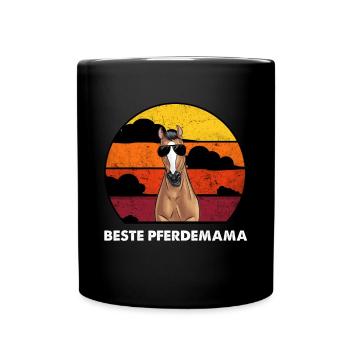 Beste Pferdemama Horse Mom - Tasse einfarbig - Schwarz - Vorne