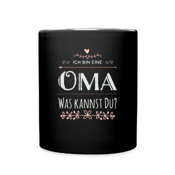 Superpower Oma Geschenk von Enkelkinder Oma - Tasse einfarbig - Schwarz - Vorne
