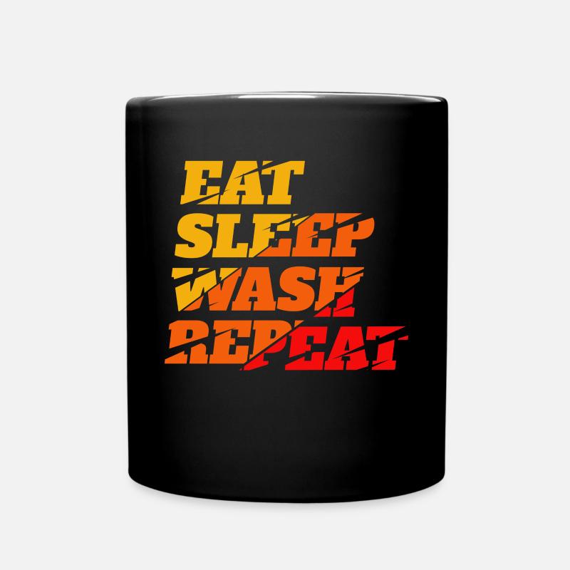 eat sleep wash repeat auto detailer - Mug uni - noir