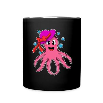 Krake Hut - Tasse einfarbig - Schwarz - Vorne