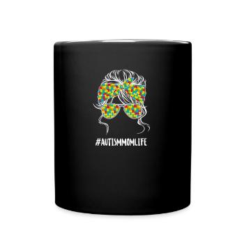 Autism Mom Life, Puzzle Piece Autism Awareness - Mug uni - noir - Devant