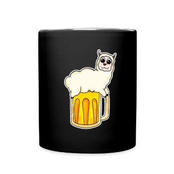 Alpaca and beer - Full Colour Mug - black - Front