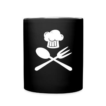 Bonnet cuisinier cuiller fourche fourche - Mug uni - noir - Devant