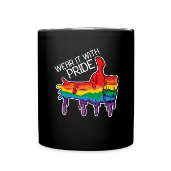 proud gay pride flag rainbow regenbogen schwul - Tasse einfarbig - Schwarz - Vorne