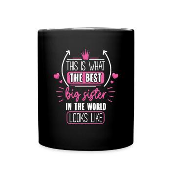 This is what the best big sister looks like - Full Colour Mug - black - Front