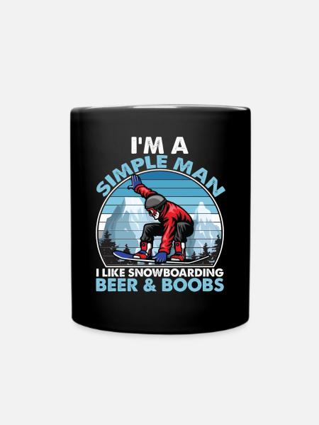 I Like Snowboarding Beer & Boobs - Tasse einfarbig - Schwarz