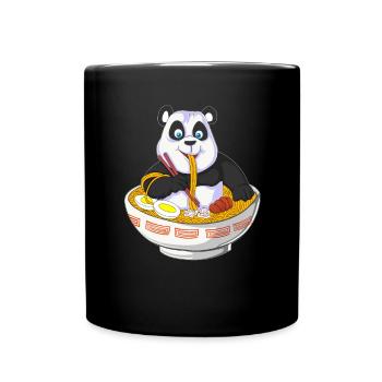 Anime Panda essen Ramen - Tasse einfarbig - Schwarz - Vorne