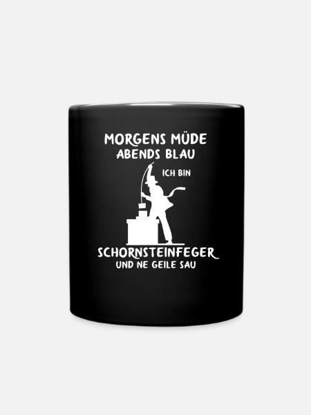 Schornsteinfeger Kaminkehrer Geschenk Essenkehrer - Tasse einfarbig - Schwarz