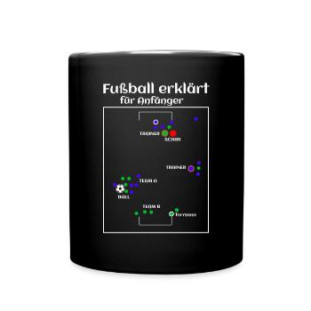 Fußball Fußballfeld Fußballzitat Fußball erklärt - Tasse einfarbig - Schwarz - Vorne