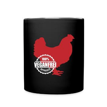 vegan frei Anti-Vegetarier Fleischliebhaber Huhn - Tasse einfarbig - Schwarz - Vorne