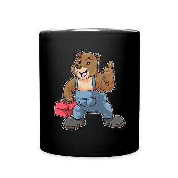 Bär Handwerker Werkzeugkasten Handwerk - Tasse einfarbig - Schwarz - Vorne