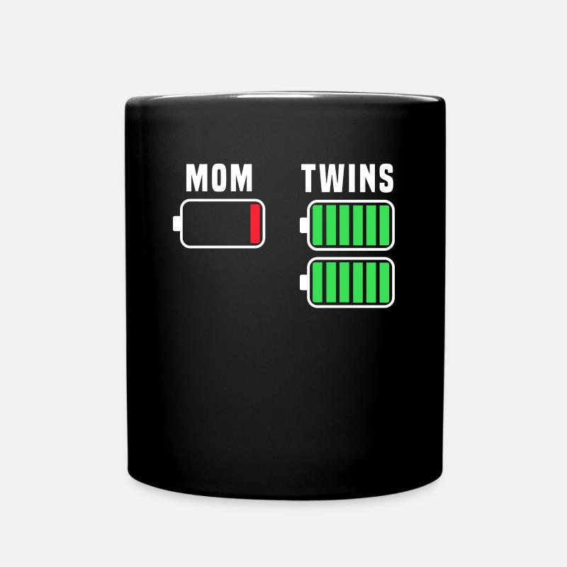 Zwillinge Mama Akku Geschenk - Tasse einfarbig - Schwarz