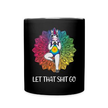 Funny Yoga Unicorn Saying Mandala Gift - Full Colour Mug - black - Front