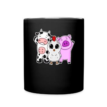 Jolie ferme animaux - Mug uni - noir - Devant