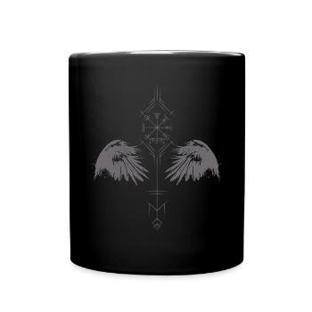 Boussole viking Odin Raben Vegvisir Hugin Munin - Mug uni - noir - Devant