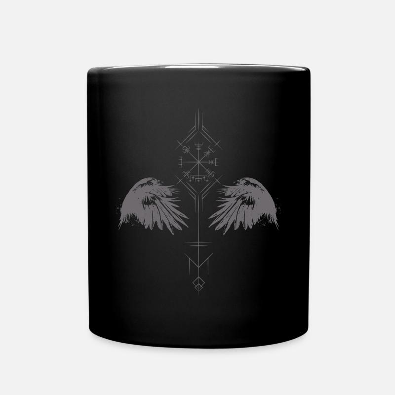 Boussole viking Odin Raben Vegvisir Hugin Munin - Mug uni - noir