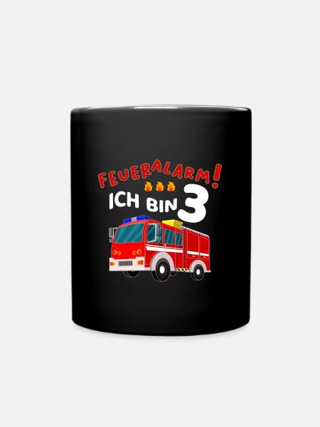 Feuerwehr Geburtstag Kindergeburtstag 3 Mitgebsel - Tasse einfarbig - Schwarz