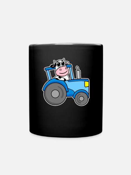 Vache tracteur illustration - Mug uni - noir