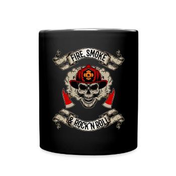 Fire Smoke and Rockn Roll Feuerwehr Firefighter - Mug uni - noir - Devant
