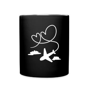 Avion avion avec coeur - Mug uni - noir - Devant