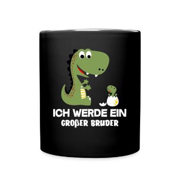 Ich Werde Ein Großer Bruder Dinosaurier Dinos - Tasse einfarbig - Schwarz - Vorne