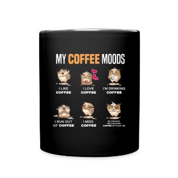 Eulen Kaffee Liebhaber Geschenk - Tasse einfarbig - Schwarz - Vorne