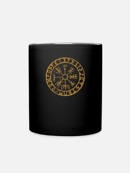 Viking Compass Vegvisir Viking Celts Gift - Full Colour Mug - black