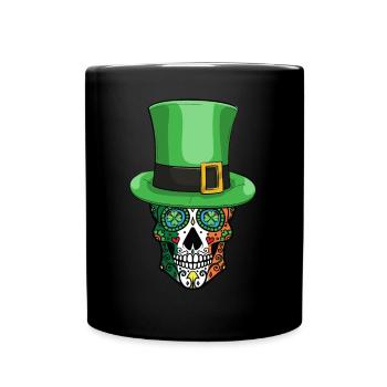 Irish Sugar Skull Funny Leprechaun Hat - Tasse einfarbig - Schwarz - Vorne