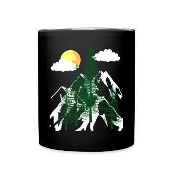 Wilderness Forest Trees Fir Trees Nature Mountains Mountains - Full Colour Mug - black - Front