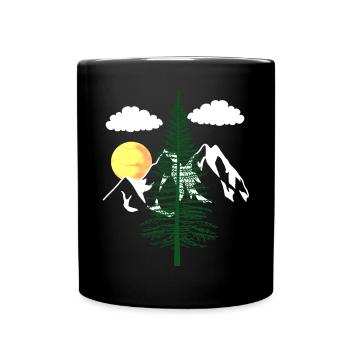 nature nature nature montagne arbres amoureux de la nature écologie - Mug uni - noir - Devant