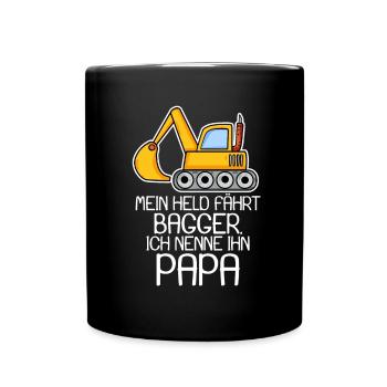 Bagger Bauarbeiter Papa - Tasse einfarbig - Schwarz - Vorne