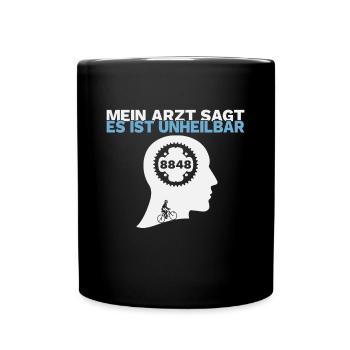 Everesting 8848 Ausdauer Radsport Geschenk - Tasse einfarbig - Schwarz - Vorne