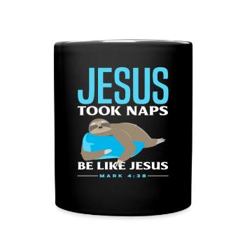 Sloth Jesus Nap - Full Colour Mug - black - Front