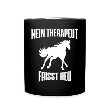 MEIN THERAPEUT FRISST HEU - PFERD - Tasse einfarbig - Schwarz - Vorne