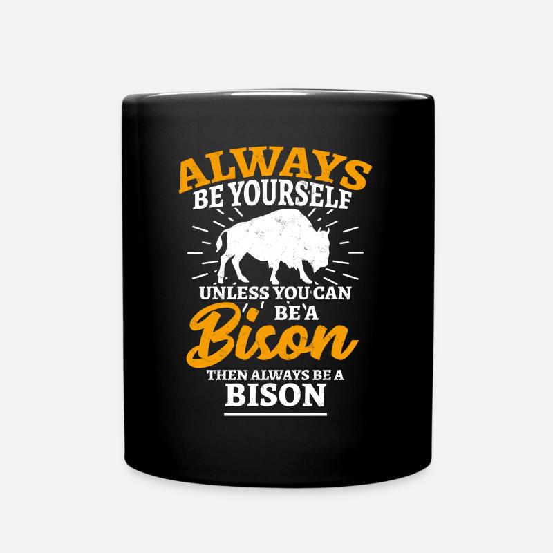 Lustige Bison American Buffalo Sprüche Silhouette - Tasse einfarbig - Schwarz