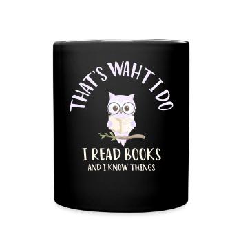 Ich lese Bücher Eule Nachteule Bücher Bücherwurm - Tasse einfarbig - Schwarz - Vorne